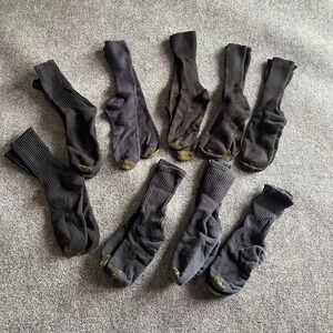 Gold Toe Mens Crew Socks Bundle 8 Pairs Black Charcoal Reinforced Toe Ribbed